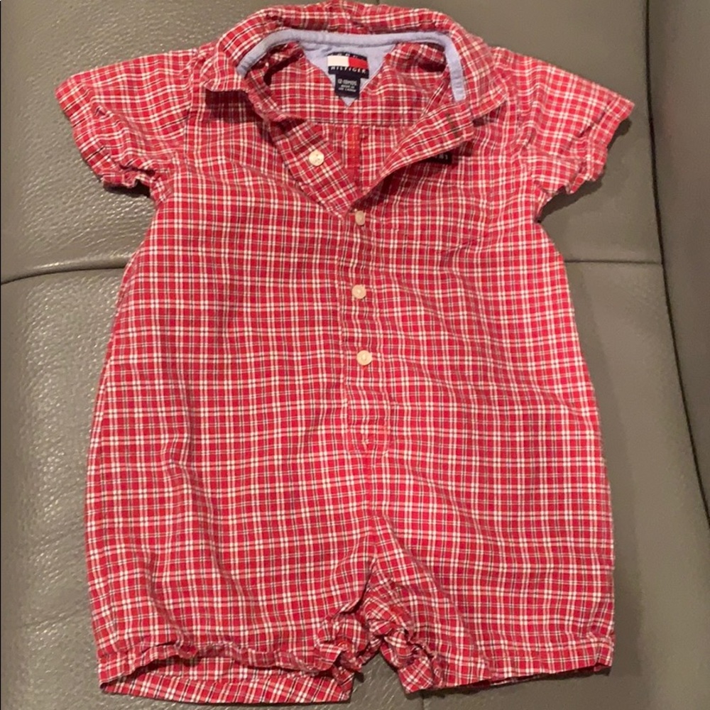 Tommy Hilfiger Red Plaid Onesie